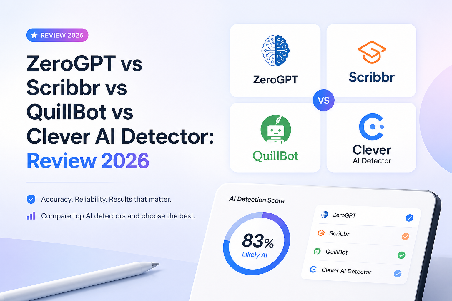 ZeroGPT vs Scribbr vs QuillBot vs Clever AI Detector: Review 2026